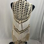 Rue 21  Tan Boho Crochet Fringe Vest woman’s size medium Photo 3