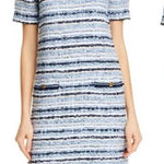 Tory Burch Blue Multi Tweed Sweater Dress Cotton Linen Blend, Size Small Photo 0