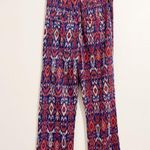Free People  Knit Flare Geometric Cropped Boho Pants Blue Red Sz 4 Photo 1
