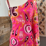 INC International Concepts Vibrant Pink yellow one long sleeve mini dress Size M Photo 0