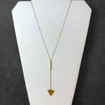 925 Sterling Silver Vermeil Gold Bar Dangling Triangle Pendant Necklace Yellow Photo 2