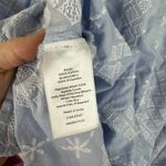 Talbots ‎ Womens Diamond Stripe Embroidered Top Size Medium Blue 3/4 Sleeve Boho Photo 6