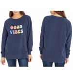 Wildfox  Good Vibes Blue Sweatshirt with Plush Letters Small Photo 1