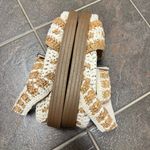 Free People  FP Roma Raffia Slip On Ankle Strap Platform Sandals Tan White 8 Photo 10