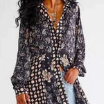 Free People  black floral print mini dress small Photo 0