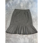 Vintage Wool Blend Gray Black Herringbone Midi Skirt Size 8 Photo 3