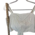 Hollister White Eyelet Tie Crop Top Ruffle Strap Tank M Coquette Soft Girl Boho Photo 6