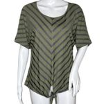 Chico's Shirt Womens Medium Green Chevron Stripe Tie Front Updated Basic Casual Photo 0