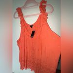 Torrid NWT  Plus Sized Bright Coral Orange Eyelet Ruffle Tank Top Blouse SIZE 5X Photo 5