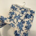 DRAPER'S DAMON'S Look Of Linen Print Crop Pants Cream Beige Blue Tropical Floral Size XL Photo 4