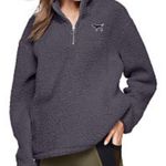 PINK - Victoria's Secret Pink Victoria’s Secret Gray Sherpa Half Zip Pull Photo 1