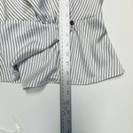 BCBG White and Navy Sleeveless Pinstripe Wrap Top, Size Small Photo 6