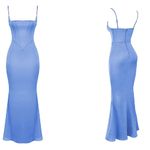 House Of CB NWOT Olivette Periwinkle Satin Corset Maxi Dress Sz XL Photo 5