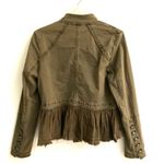 Free People military ruffle hem olive button up jacket S Photo 5