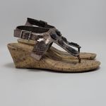 dexflex comfort Dex Flex T Strap Metallic Thong Wedge Sandal Gem Stone Jeweled Size 8.5 Photo 1