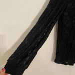 Witchy Whimsigoth Dark Fairy Black Lace High Neck Smocked Long Sleeve Top Medium Photo 4