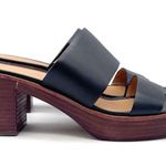 Madewell  Kiera Mule Platform Sandals Black Leather Heels Size 9.5 Chunky Heel Photo 2