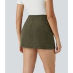 Halara  High Waisted Y2K Mini Corduroy Stretch Casual Skirt Bamboo Green Large Photo 3