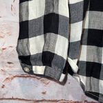 Loft Gingham back buttoned blouse lantern sleeves M black white check pullover Photo 2