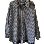 JOAN RIVERS NWOT Tie Front Convertible Button Front Shirt Size 3X Black Stripe Photo 1