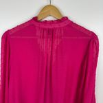 Torrid  Womens Chiffon‎ Clip Dot Ruffle Neck Tie Front Top Sz 2X Pink Crochet Photo 5