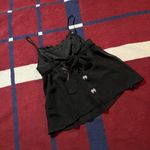 Betsey Johnson  intimidates ruched cami sheer black sleep top with pink bows Photo 1