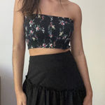 Garage  Floral Tube‎ Top Smocked Cropped Black Pink White Casual Size Small Photo 0