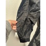 Maje  Black Linen Blend Openwork Embroidered Puff Sleeves Mini Dress Size 38 Photo 4