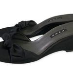 Hype Black Satin Leather Bow Front Wedge Sandal Size 7 Photo 38