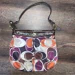 Coach  Ashley Signature Satin Monogram Hobo Patent Leather Purse Purple Brown Photo 0