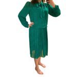 Vintage Womens M Kelly Green Alligator Print Tie Neck Midi Dress Secretary Twee Size M Photo 8