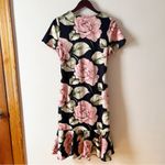 My Bump Pink Floral Midi Maternity Dress Size Large Short Sleeves Pullover NEW Black Photo 5