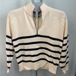 Elie Tahari  Striped Knit 1/4 Zip Pullover Sweater, Women's XS‎ Beige Black B11 Photo 0