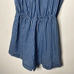 Kori America Striped Scoop Neck Sleeveless Tie Waist Romper Blue Size Small Photo 10