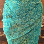 Peter Som Turquoise & Gold Silk Draped Skirt Photo 0
