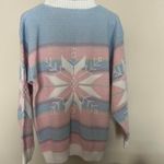 vintage 90s 1990s 80s 1980s retro Christmas holiday Pink blue sweater large Photo 5