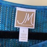 JM Collection Blue Flower Top With Sequins Size Large Photo 6