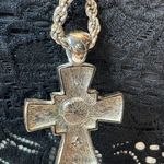 Twisted Chain Cross Pendant Necklace 30” Long Silver Photo 1
