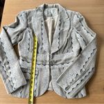Alberto Makali Vintage 90s Blazer Jacket Women’s 4 USA MADE Grey/White Brocade Photo 11