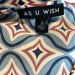 As You Wish As U Wish Long Sleeve O Ring Dress Silky Blue Navy Mauve Print Womens Small New Photo 9