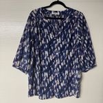 Rose + Olive Rose + Olivia Women Y Neck Top 1X Purple Abstract Watercolor Button Front Flowy Photo 0