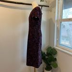 Vintage 1960s Purple Floral Short Sleeve Cut Out Pockets Midi Dress Size Medium Photo 2