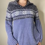 Carolyn Taylor Essentials Blue Pattern Zip Chenille Sweater Size Small Photo 0