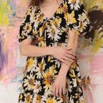 Donna Morgan NWT Black Sunflower Mini Dress Fit & Flare Photo 0