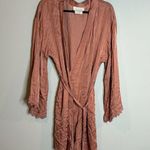 BHLDN Anthropologie x  Matine Silky Long-Sleeve Lace-Trimmed Robe Mauve Photo 1