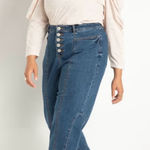 Eloquii  Button Front Barrel Leg Jeans Size 22 Photo 0