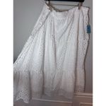 CeCe  Eyelet Midi A-Line Skirt Elastic Waist Lined Ivory White Women’s Plus 22W Photo 8