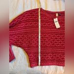 Pilcro Raspberry Cropped Dolman Sleeve Cable Knit Sweater Pink Size M Photo 7
