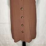 Fourteen & 9th V-Neck Button Front Cap Sleeve Linen Blend Dress Brown Sz M NWT Photo 2
