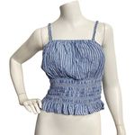 Japna  Women's Smocked Ruffle Picnic Plaid Cami Crop Top Blue Size M Y2K Tank Photo 0